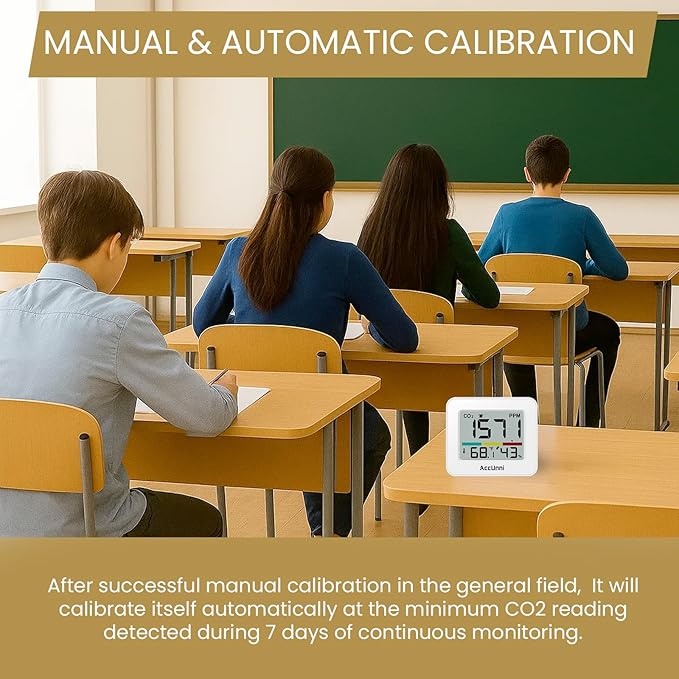CO2 Monitor Air Quality Monitor Indoor Battery Powered, Carbon Dioxide Detector, Portable Temperature Humidity Meter, CO2 Alarm for Home, Hotel, Cars, Office or School - Image 7