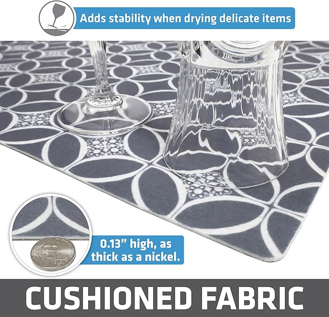 Drymate Premium Luxury Shelf & Drawer Liner, Thick Cushioned Fabric, Non-Adhesive, Absorbent, Waterproof, Slip-Resistant, Liners for Kitchen Cabinets (USA Made)(12”x59”)(24-Pack)(IndigoGrey) - Image 5