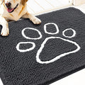 OLANLY Dog Door Mat for Muddy Paws 30x20, Paw Print Design, Absorbs Moisture and Dirt, Absorbent Non-Slip Washable Doormat, Quick Dry Chenille Mud Mat for Dogs, Entry Indoor Entryway Carpet, Dark Grey by OLANLY