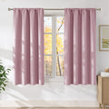 NICETOWN Pink Faux Linen Room Darkening Rod Pocket Curtains 63 inch Length, W42 x L63, Light Blocking Thermal Insulated Noise Reducing Drapes for Bedroom Living Room Farmhouse Decor, 2 Panels by NICETOWN