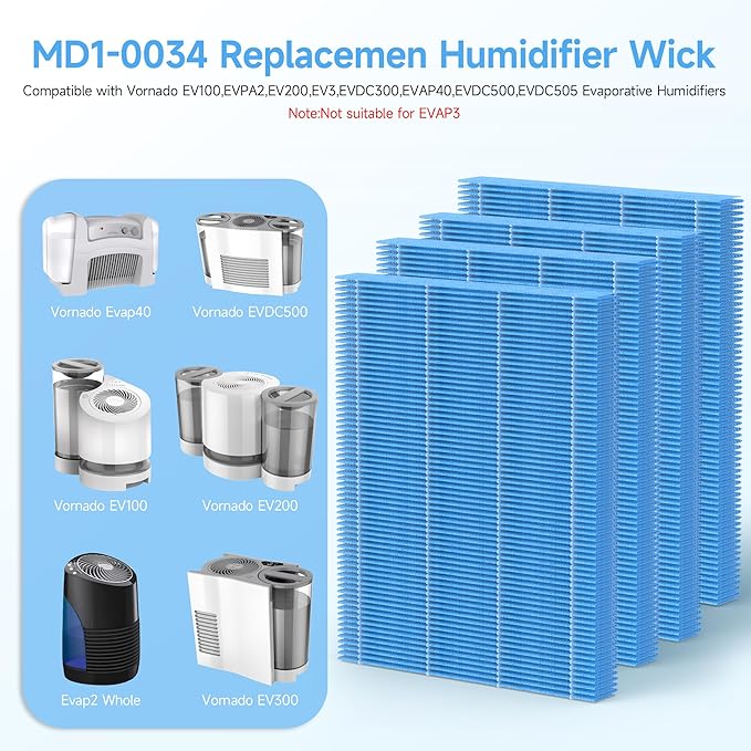 SAKEGDY 4 Packs MD1-0034 Replacement Humidifier Wick Filters Compatible with Vornado EVAP2, EVAP40, EV100, EV200, EVDC300, EVDC500, and EVDC505 Evaporative Humidifiers - Image 7