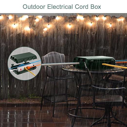 Outdoor Waterproof Electrical Box, Large Extension Cord Cover (9.05x6.61x2.67inch) Plug Protector Cable Connection Safety Box IP54 Water-resistant for Power Strip, Holiday Light and Decorations, Green - Image 8