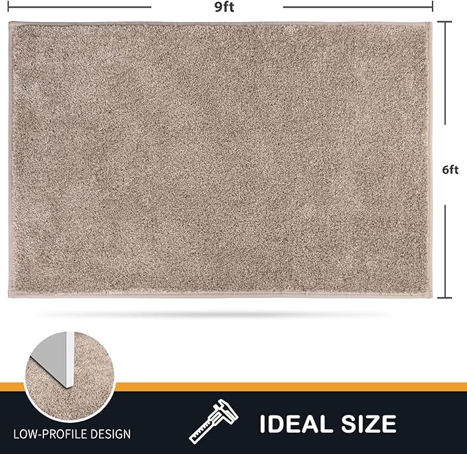 PURRUGS Easy Care Area Rug 6ft x 9ft, Non-Slip Washable Entryway Rug, Stain Resistant Accent Rug for Hallway, Living Room, Bedroom and Mudroom, Taupe - Image 2