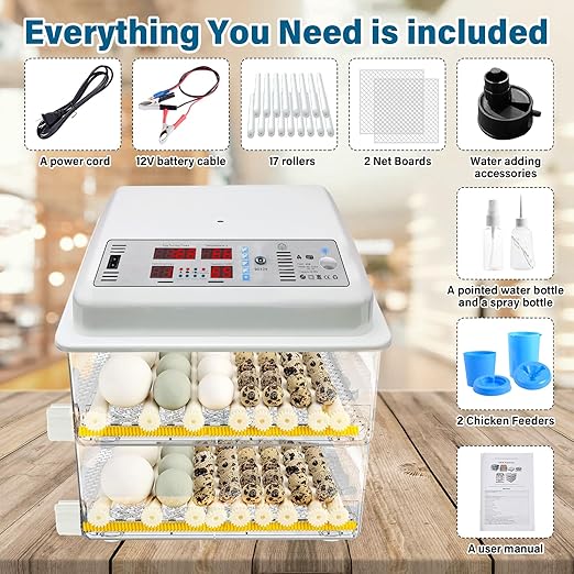 Incubators for Hatching Eggs, 120 Egg Incubator with Automatic Egg Turning and Humidity Monitor,Temperature Control, 5 Automatic Incubation Modes and Incubation Days Record, White - Image 7