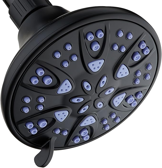 AquaDance Antimicrobial – Anti-Clog High-Pressure 6-Setting Shower Head with Microban Nozzle Protection from Growth of Mold, Mildew & Bacteria for Stronger Shower! 4" Sunset Blue by AquaDance
