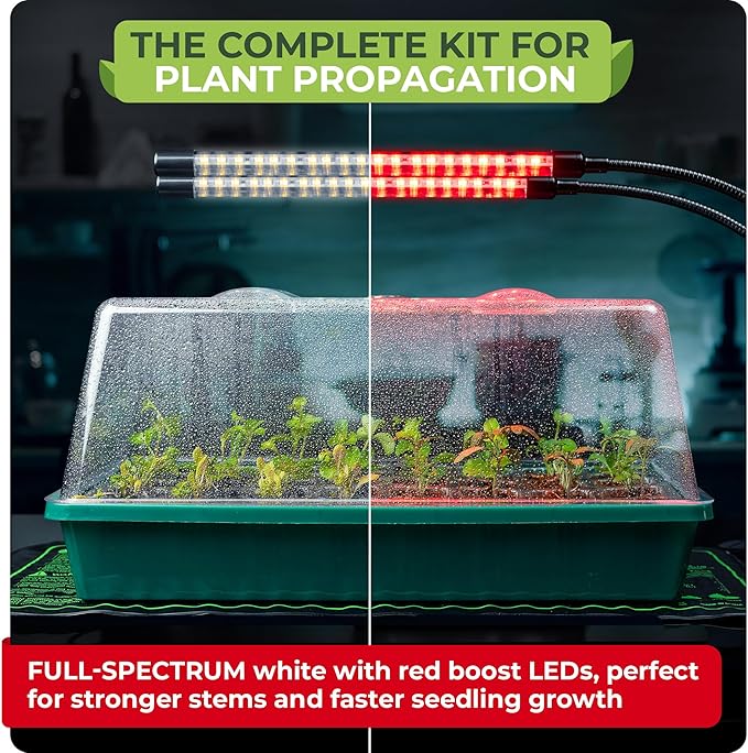 CARPATHEN Seed Starter Tray Kit with Full Spectrum Grow Lights & Seedling Heat Mat - 40-Cells Durable Plant Germination Tray with Tall Rigid Humidity Vented Dome for Seed Starting and Propagation - Image 2