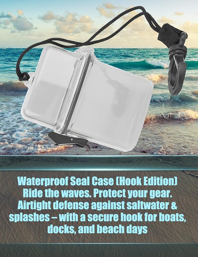 Waterproof Floating Dry Box for Kayaking Transparent Watertight Case with Carabiner Hook Small Dry Box for Keys & Essentials (Grey) - Image 6