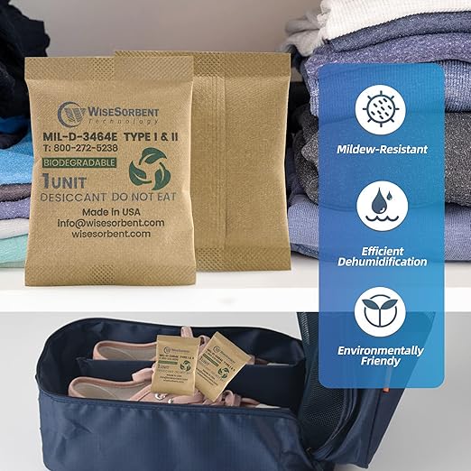 Kraft Clay Desiccants Packs for Safe, 33 Gram 8 Pack Dehumidifier for Gun Safe, Military Grade Moisture Absorbers, Conforms to MIL-D-3464E Type I & II Absorbents - Image 6