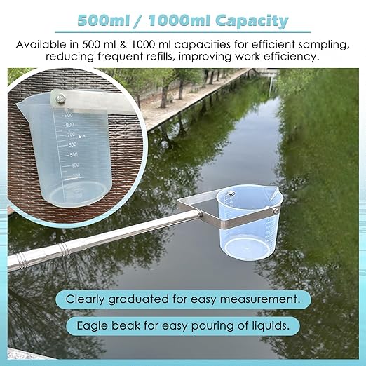 Retractable Water Sampler Set - Stainless Steel Rods & Pendulum Sampler Ladle 500 1000 ML, Industrial Water Quality Test Sampling Collector, for Environmental Monitoring(PVC 500ml,L 0.86m-2m/2.8ft-6.5 - Image 6