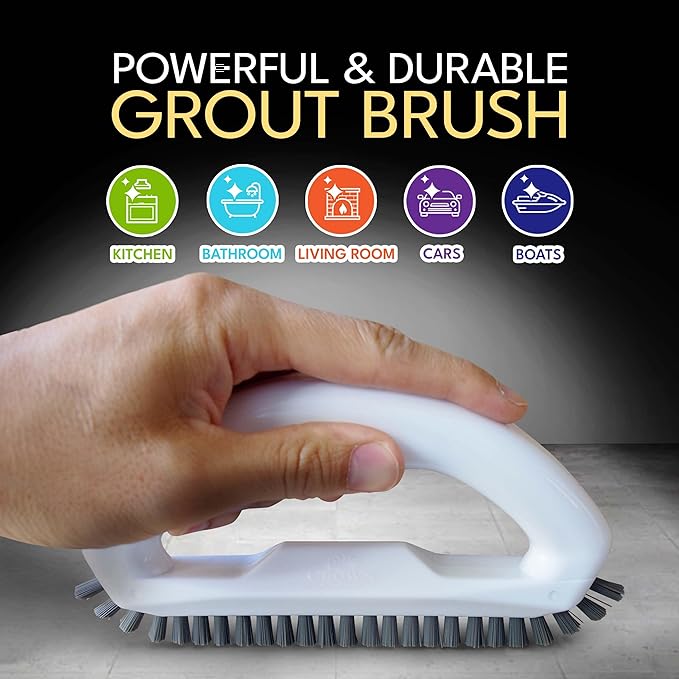 Grout Brush with Stiff Nylon Bristles, Heavy Duty Hand Grout Scrub Brush for Cleaning Baseboards, Floor, Corners, Tiles, Shower, Bath Tub, Floor, Tiles and Other Surfaces - Image 2