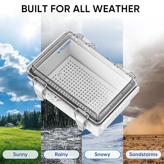 TICONN Outdoor Electrical Box Waterproof, Junction Box IP67 ABS Plastic Enclosure with Hinged Cover with Mounting Plate, Wall Brackets, Cable Glands (Off-White, 15.7"x11.8"x7.1") - Image 7