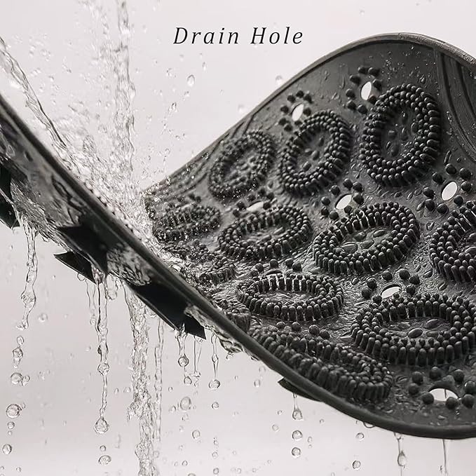 Round Non Slip Shower Mat with Suction Cups 11.8 Inch, Anti Skid PVC Bath Mat with Drain Holes, Soft Massage Foot Mat for Bathroom Shower, Gray - Image 5