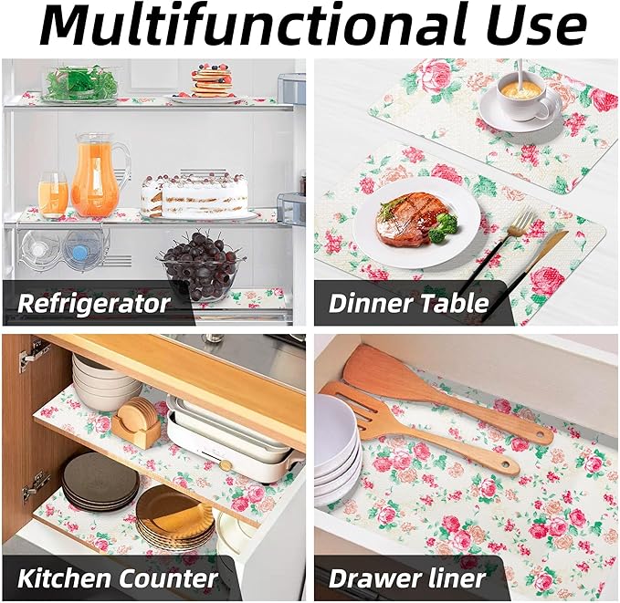 12" W x 60" L Floral Drawer and Shelf Liner for Cabinets, Non-Adhesive Strong Grip Non-Slip Flower Shelf Cabinet Kitchen Shelf Liners for Kitchen Cabinets - Image 9