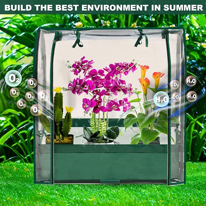 Mini Tabletop Garden Greenhouse Nursery Plant Cover Tent Humidity Domes for Indoor and Outdoor Home Gardening Germination and Seedling Propagation - 28x20x28 Inches(PLGH7050PD) - Image 4