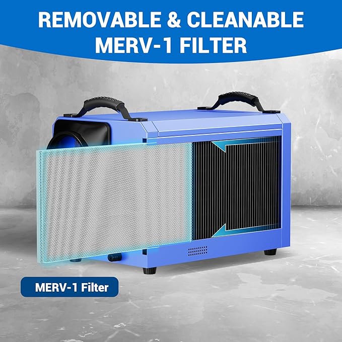 LDHTHOPI 145 Pint Commercial Dehumidifier with Drain Hose for Crawl Spaces Basements Industry Water Damage Unit Restoration, Up to 6000 Sq.Ft, Auto Defrost, Memory Starting(Gift Directional Wheels) - Image 8