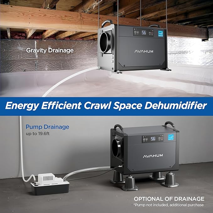 120 Pint Crawl Space Dehumidifier Commercial Energy Star Efficient Certified Dehumidifier for Basement,Whole House with Drain Hose,Large Capacity, Water Damage Unit,Portable, Auto Defrost - Image 5