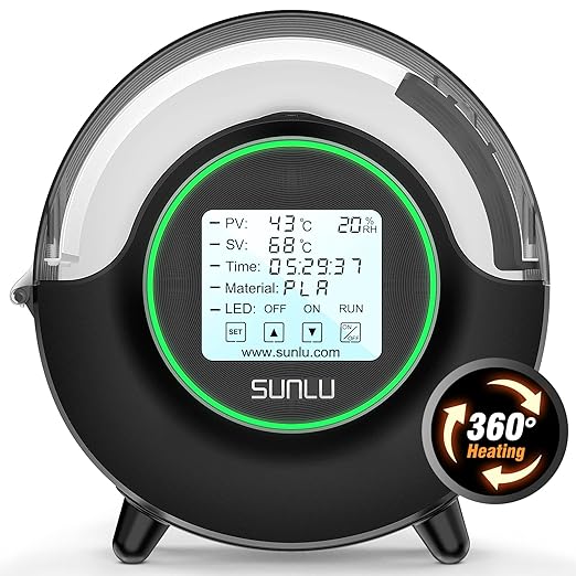 SUNLU Official Filament Dryer S2, 70℃ Max Temperature, Built-in Circulation Fan, 3D Printer Filament Storage Box Filament Dehydrator, Nylon TPU PLA PETG ABS 3D Printer Filament Dryer Box (Black) by SUNLU