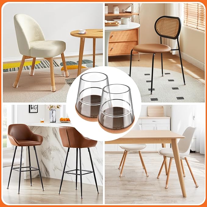 Chair Leg Floor Protectors Extra Small 24Pcs,Silicone Chair Leg Protectors for Hardwood Floors/Tiles,360°Wrapped Felt Bottom to Prevent Scratch and Reduce Noise, Round Clear - Image 7