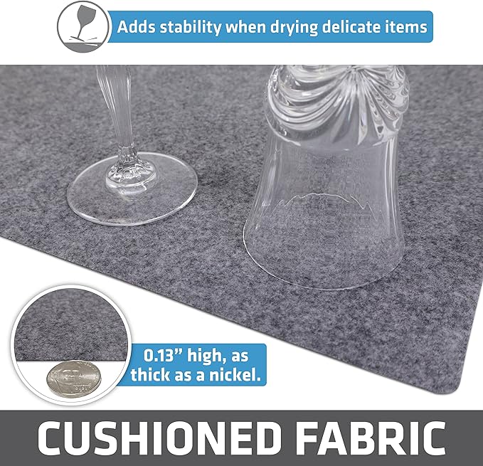 Drymate Premium Luxury Shelf & Drawer Liner, Thick Cushioned Fabric, Non-Adhesive, Absorbent, Waterproof, Slip-Resistant, Liners for Kitchen Cabinets, Cupboards(USA Made)(12”x59”)(24-Pack)(Light Grey) - Image 7