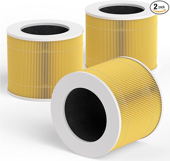 Leemone Core Mini Pet Replacement Filter for LEVOIT Core Mini Air Purifiers, High-Efficiency Activated Carbon, Replace Part Core Mini-RF, 3 Pack,yellow by Leemone
