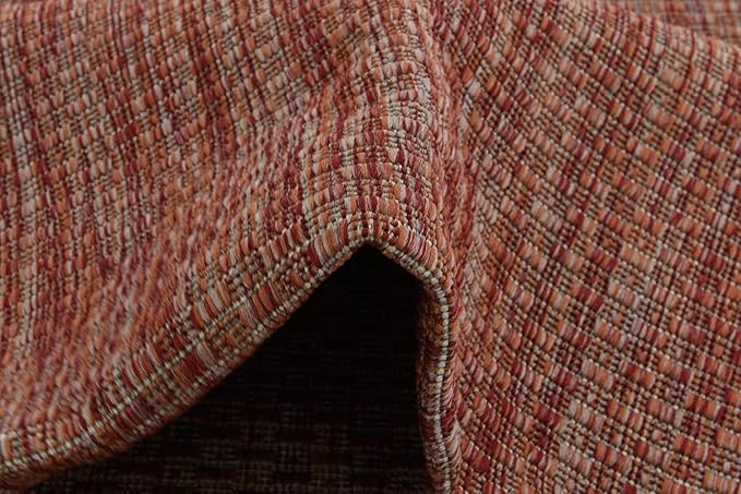 Unique Loom Collection Casual Transitional Solid Heathered Indoor/Outdoor Flatweave Area Rug (2' x 6' 1" Runner, Rust Red/Beige) - Image 9