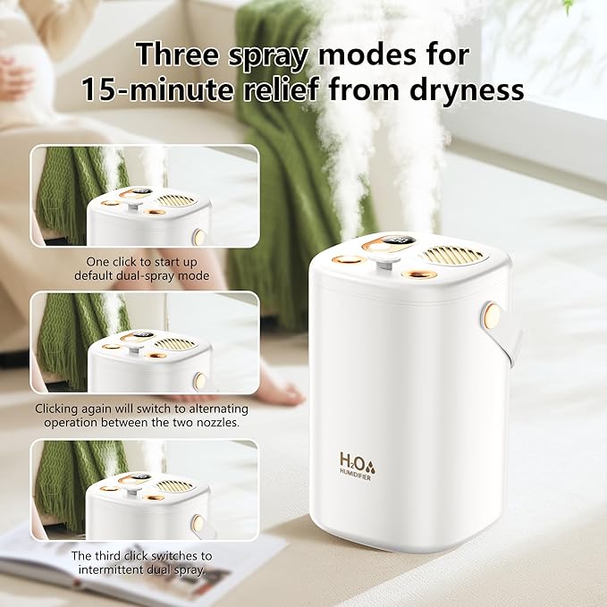 1L Cool Mist Ultrasonic Humidifier - Quiet Air Humidifier with Auto Shut-Off/Waterless Protection for Bedroom Home Office Plants, Small Large Capacity for Dry Air - Image 3