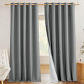 NICETOWN 100% Absolutely Blackout Linen Curtains with Thermal Insulated White Liner, Dove Grey, W62, 2 Pieces, Noise Reducing Textured Linen Look Curtains for Windows 90 inch Length for Classroom by NICETOWN