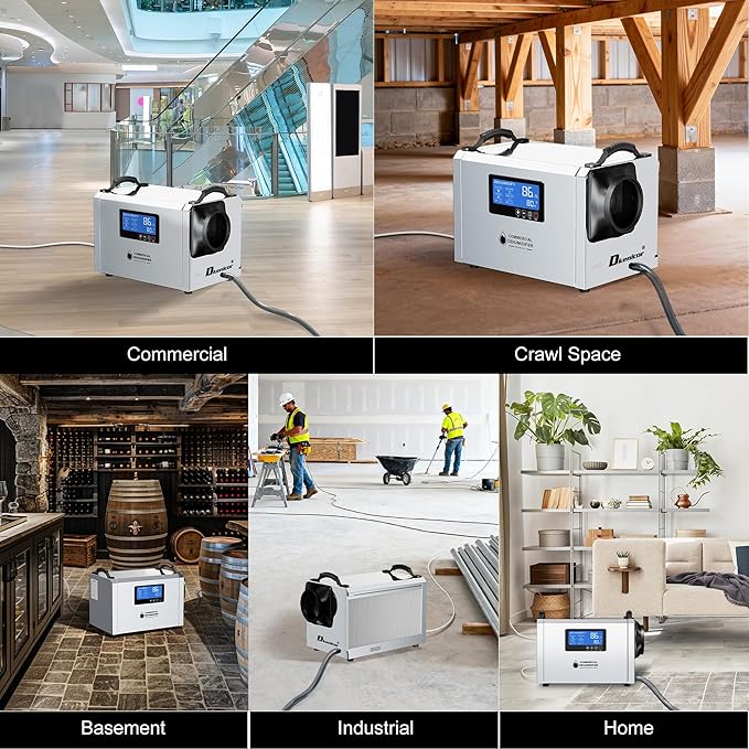145 Pints Commercial Dehumidifier, Industrial Water Damage Unit up to 6,000 sq ft, Auto Defrost, Memory Starting with Drain Hose，for Crawl Spaces & Basements, White - Image 8