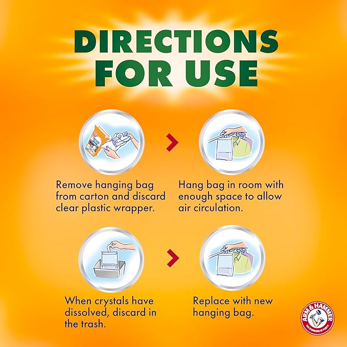 Arm & Hammer Essentials Hanging Moisture Absorber and Odor Eliminator, 17.5 oz., 3 Pack, Fragrance Free, Moisture Absorbers for Closets, Laundry Rooms and Bedrooms, Long-Lasting Freshness - Image 7
