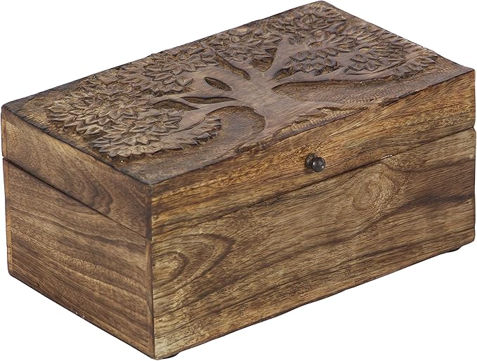 Deco 79 Mango Wood Floral Handmade Decorative Box Decorative Keepsake Boxes with Hinged Lid, Set of 3 Storage Boxes 8", 10", 12"W, Brown - Image 9