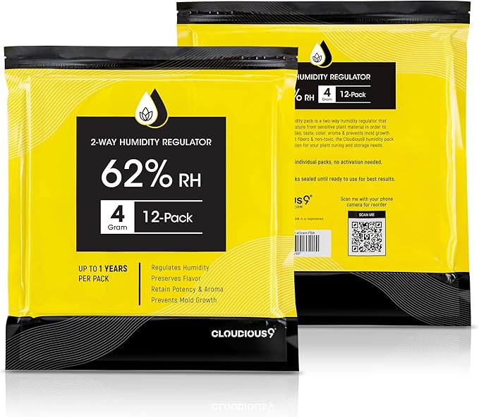 Cloudious9-62% 2-Way Humidity Pack Regulator 4 Gram - 12 Count 4 Gram Pack for Humidors Herb Flower - Individually Sealed Bag – Solution for Convenient Humidification - Image 2