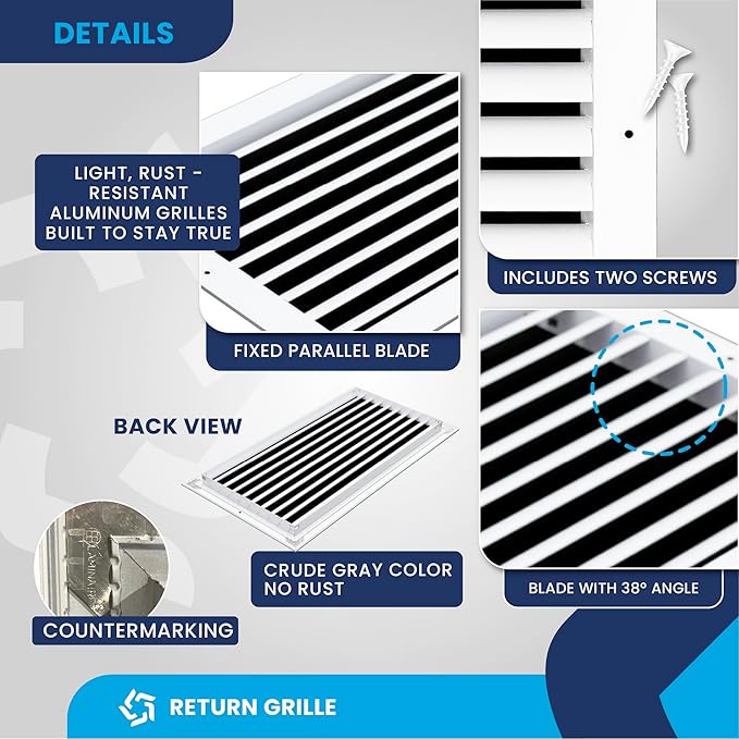 20x10 Inch (Duct Opening) Air Return Vent Cover Decorative – Premium Aluminum AC Vent Cover for Ceiling & Wall, Rustproof Grille, Ideal for Home HVAC Grille, Durable & Easy to Install by ACLAMINAIRE - Image 9