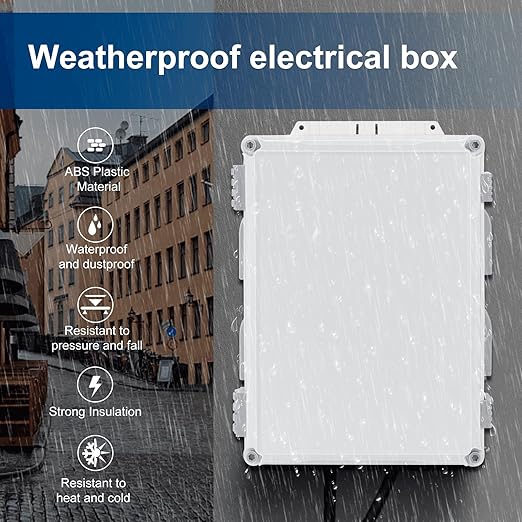 Outdoor Electrical Junction Box, ABS Water Resistant Enclosure with Internal Mounting Panel & Hinged Cover (15" H x 11" L x 6" W) - Image 3