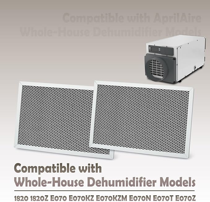 2Pcs 5695 Washable Dehumidifier Filter Compatible with Dehumidifiers MERV 8 Whole-House Models 1820 1820Z E070 E070KZ E070KZM E070N E070T E070Z Replacement Parts 12" L x 8" W x 0.78" TH - Image 4