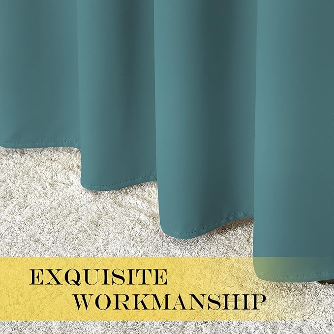 NICETOWN Blackout Curtains 84 Inch Length, Thermal Insulated Curtains for Bedroom Grommet Energy Saving Room Darkening Drapes for Living Room Window, 1 Panel, Sea Teal, 66" W x 102" L - Image 5