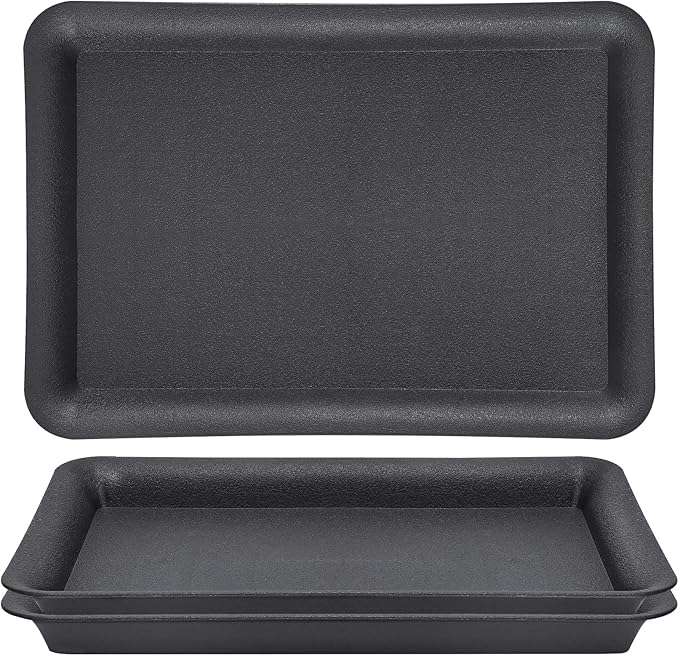GREANER 17 Inch Plastic Plant Saucer, Black Trays for Plants, Flower Pot No Holes Plant Drip Trays, Heavy Duty Plastic Plant Saucers for Indoors Outdoors by GREANER