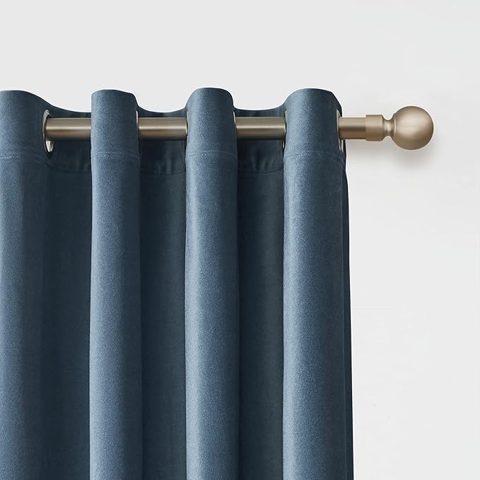 BULBUL Velvet Curtains 96 inches Luxury Elegant Living Room Curtain Modern Thermal Insulated Soundproof Privacy Room Darkening Floor to Ceiling Soft Grayish Blue Drapes for Bedroom Set of 2 - Image 2