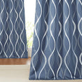 NICETOWN Bedroom Blackout Curtains Panels - Window Treatment Thermal Insulated Solid Grommet Blackout Wave Line Foil Print Design Curtains for Living Room (Stone Blue, Set of 2, 52 by 63 Inch) by NICETOWN