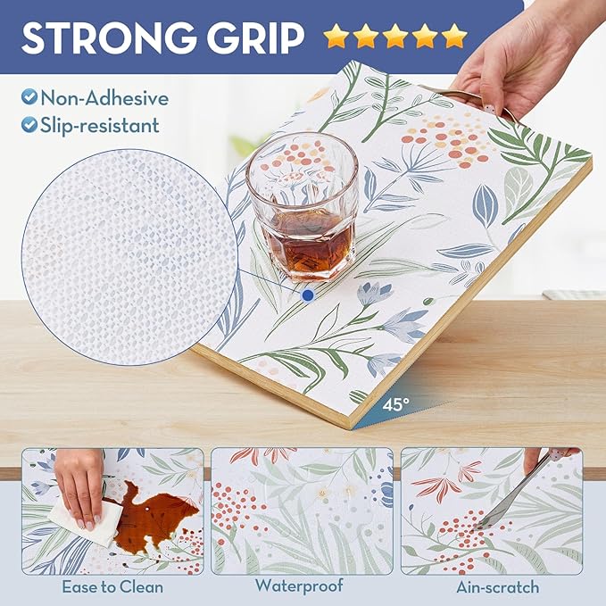 Drawer and Shelf Liner, Non-Slip Kitchen Cabinet Liners Non-Adhesive Thick Strong Grip Waterproof Washable Mats Protect Dresser Shelves Cupboard Bathroom Cabinets, Green Plaid, 12 in X 20 FT - Image 4