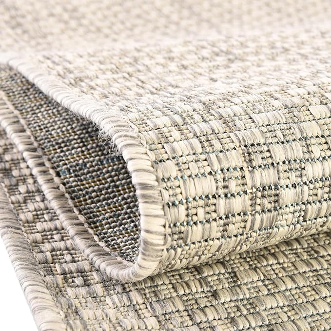 Unique Loom Collection Casual Transitional Solid Heathered Indoor/Outdoor Flatweave Area Rug (10' x 13' Rectangle, Light Gray/Ivory) - Image 5