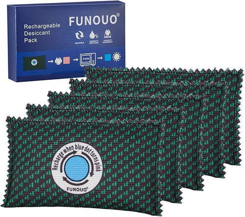100g Rechargeable Desiccant Pack of 5,Moisture absorbers for storage,Moisture absorbers Bag,Desiccant Dehumidifier bag,Dehumidifier for Home Closets,Gun Safe, and Cars by FUNOUOBuyNow