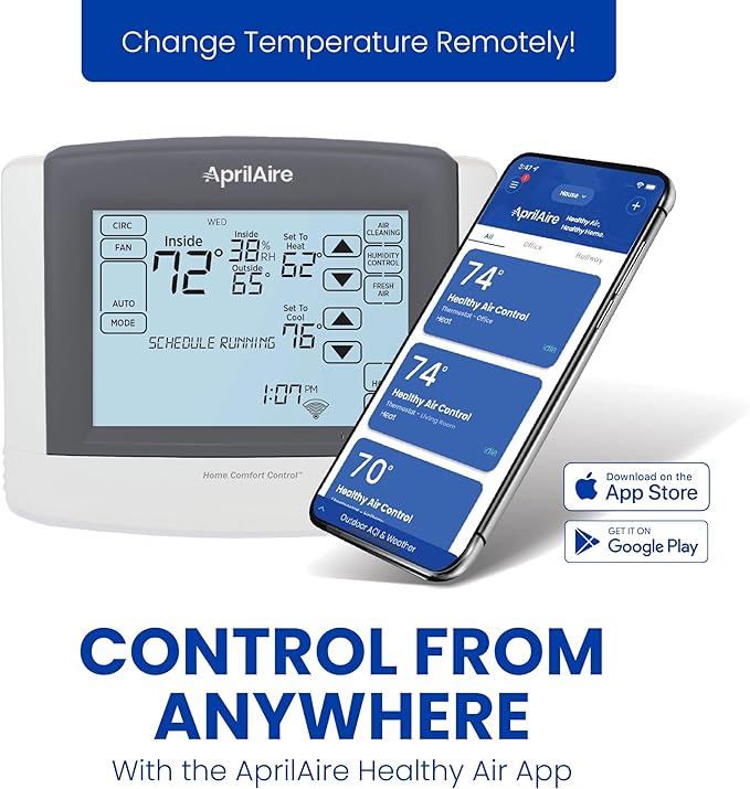 AprilAire 8910W Wi-Fi Programmable Touchscreen Thermostat with IAQ Control; Amazon Alexa and Google Assistant Compatible - Image 2