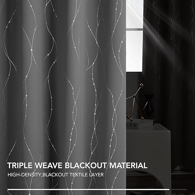 Deconovo Blackout Curtain for Bedroom, 52 x 95 Inch, Thermal Insulated Soundproof Curtains, Grommet Top, Machine Washable, Set of 2 Panels for Living Room Nursery Bedroom Apartment Home, Light Gray - Image 8