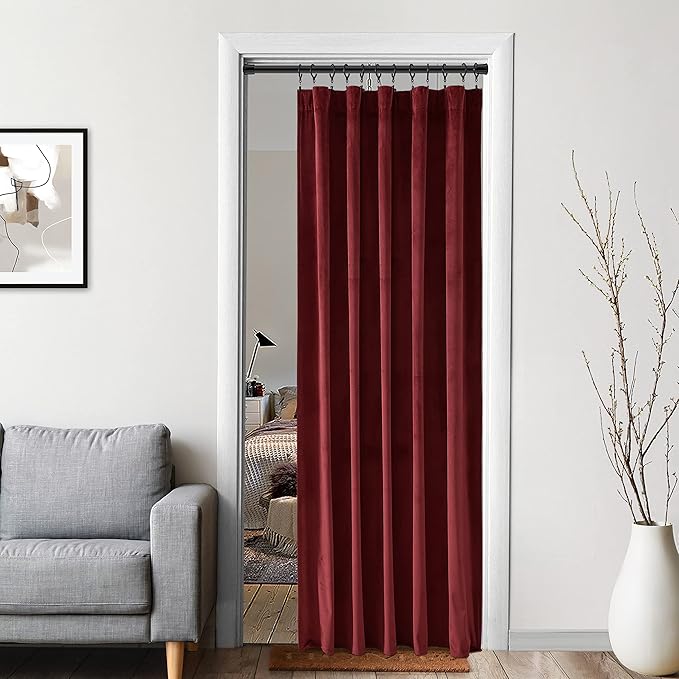 Burgundy Curtains for Bedroom,Blackout Velvet Victorian Room Darkening Insulating Thermal Drapes for Living Room,Back Tab Rod Pocket Single Curtain Panel,52 in Wide by 80 inch Long,Dark Wine Red - Image 4