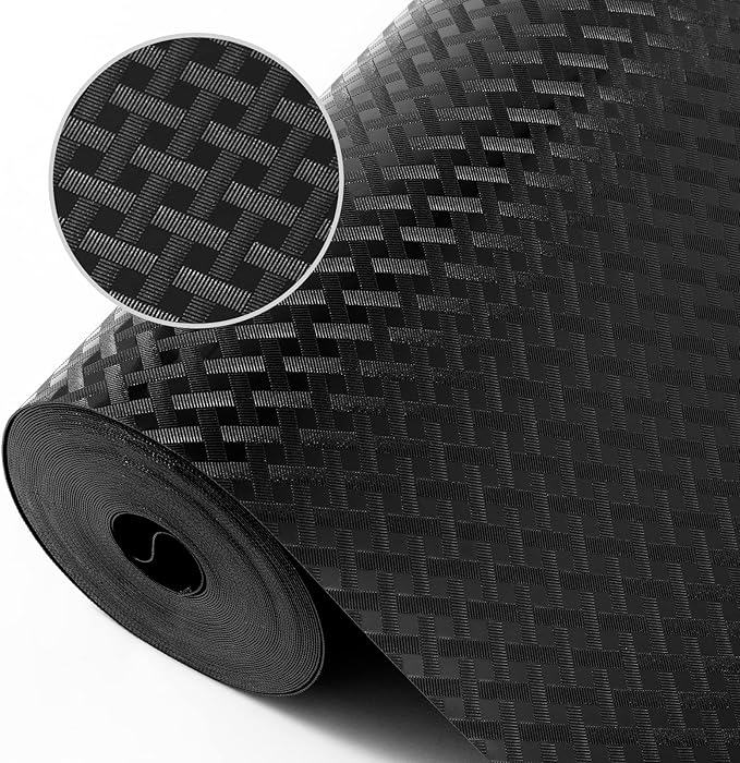 Shelf Liners for Kitchen Cabinets Refrigerator Liners Waterproof Kitchen Cupboard Liner Non-Slip Drawer Mats EVA Material Non Adhesive Fridge Liner for Shelves - Black（17.5 x 236.2 Inches x 2 Rolls by StaHom