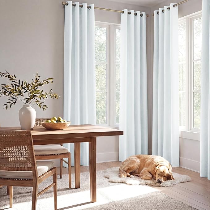 NICETOWN Farmhouse 100% Blackout Linen Curtains for Bedroom, Off White, W52, 2 Pieces, Noise Reducing Textured Linen Look 90 inch Length Curtains for Living Room - Image 3