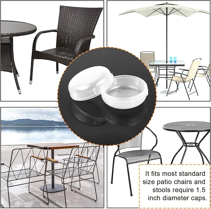 24 Pack Wrought Iron Patio Furniture Feet Caps 1-1/2 inch Round Plastic Outdoor Chair Leg Floor Protectors, Patio Chair Leg Caps, Patio Furniture Replacement Feet for Metal Chairs & Tables (White) - Image 7