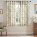 jinchan Linen Blend Floral Curtains for Living Room 63 Inch Length Farmhouse Printed Curtain Rod Pocket Back Tab Sage Green Peony Flower Patterned Drapes Bedroom Curtains Set 2 Panels by JINCHAN