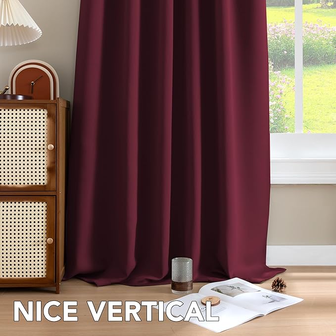 H.VERSAILTEX Christmas Blackout Curtains Thermal Insulated Window Treatment Panels Blackout Drapes for Living Room Back Tab/Rod Pocket Bedroom Draperies, 52 x 72 Inch, Burgundy, 2 Panels - Image 9