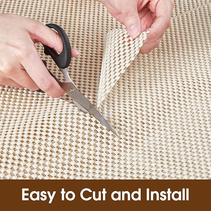 Shelf Liner for Kitchen Cabinet, Drawer Liners Non Slip Non Adhesive Thick Mat, Breathable Dresser Pantry Bathroom Protector, Cream, 12" x 360" - Image 4